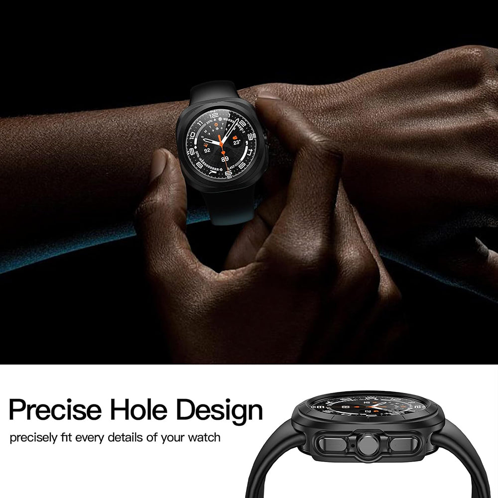 Techsuit Defense360 Pro -kuori Samsung Galaxy Watch Ultra -kellolle, musta