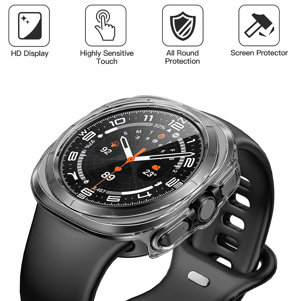 Techsuit Defense360 Pro -kuori Samsung Galaxy Watch Ultra -kellolle, läpinäkyvä