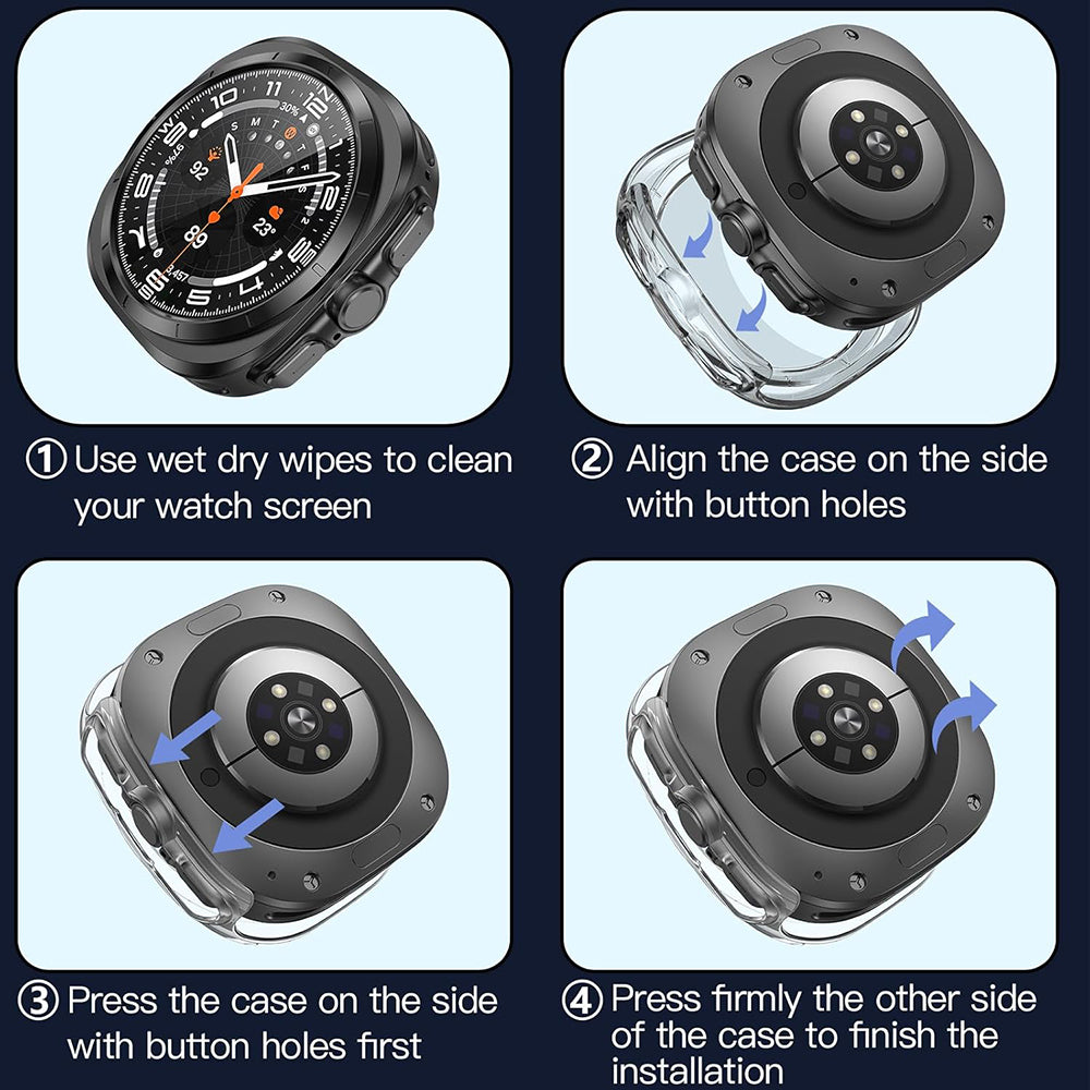 Techsuit Defense360 Pro -kuori Samsung Galaxy Watch Ultra -kellolle, läpinäkyvä