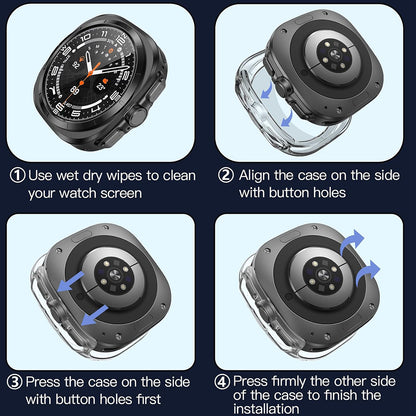 Techsuit Defense360 Pro -kuori Samsung Galaxy Watch Ultra -kellolle, läpinäkyvä