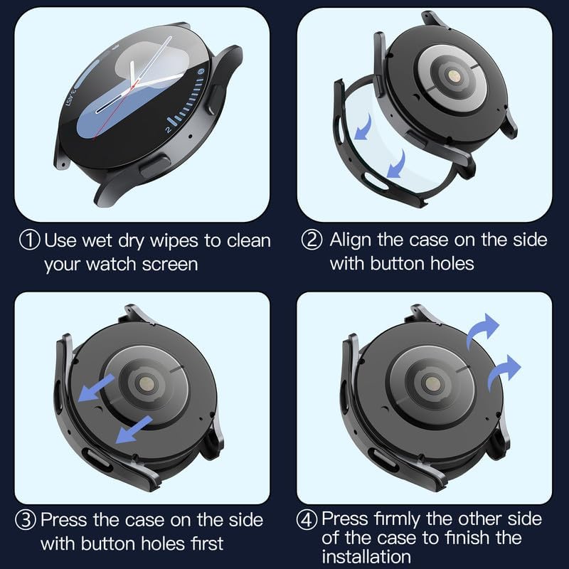 Techsuit Defense360 Pro -kuori Samsung Galaxy Watch7 40mm:lle, Musta