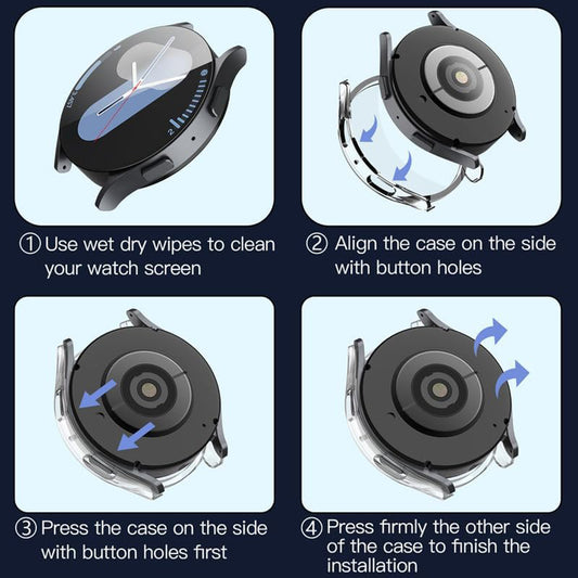 Techsuit Defense360 Pro -kuori Samsung Galaxy Watch7 44mm:lle, läpinäkyvä