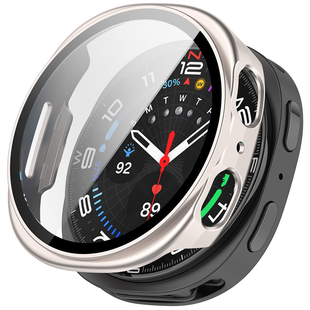 Techsuit Defense360 Pro -kuori Samsung Galaxy Watch8 44mm:lle, helmiäisharmaa