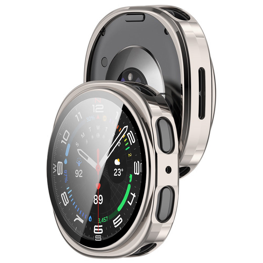 Techsuit Defense360 Pro -kuori Samsung Galaxy Watch8 44mm:lle, helmiäisharmaa