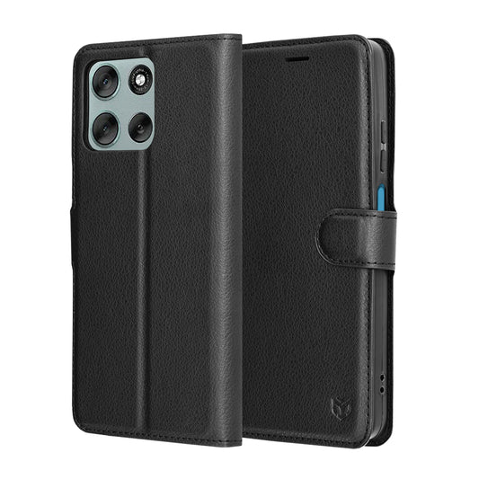 Kotelo Motorola Moto G56:lle, Techsuit, nahkainen folio, musta