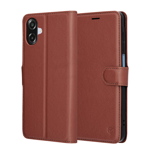 Kuori Samsung Galaxy A07 4G A075:lle, Techsuit, nahkainen folio, ruskea