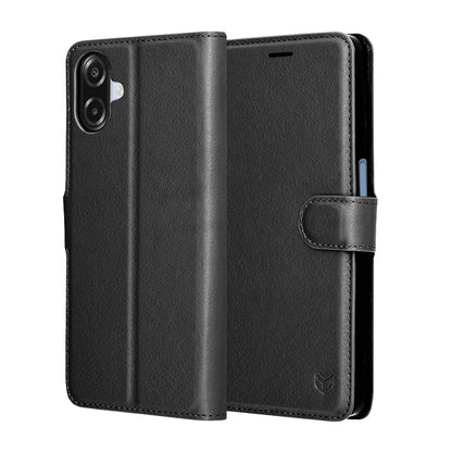 Kuori Samsung Galaxy A07 4G A075:lle, Techsuit, nahkainen folio, musta