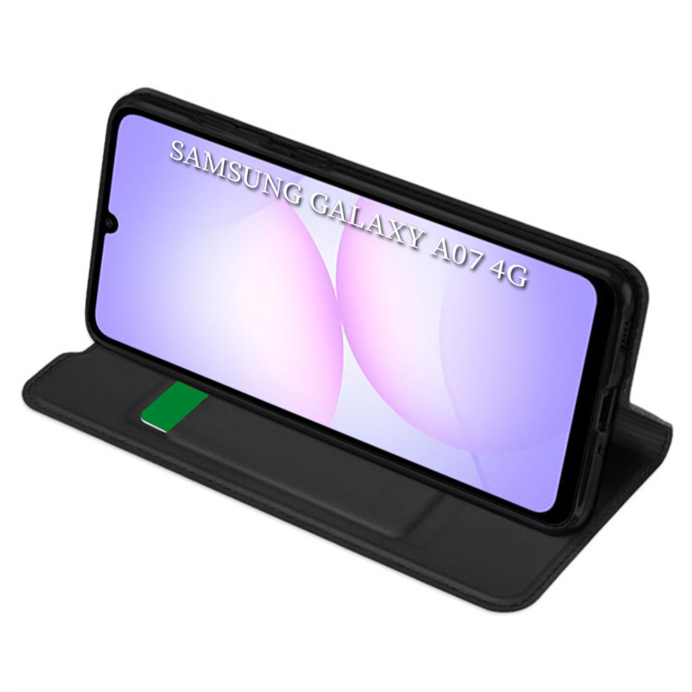 Kuori Samsung Galaxy A07 4G A075:lle, Techsuit, Magskin Book, Musta