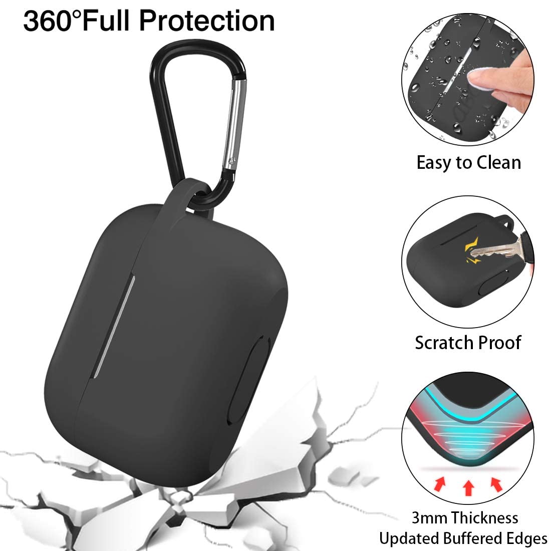 Techsuit-silikonikuori Apple AirPods Pro -sarjalle, musta