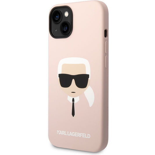 Kotelo Apple iPhone 14 Plus -puhelimelle, Karl Lagerfeld, Silicone Karl's Head, Pinkki
