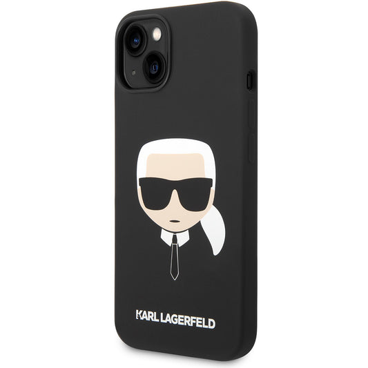 Kotelo Apple iPhone 14 Plus -puhelimelle, Karl Lagerfeld, Silicone Karl's Head, Musta