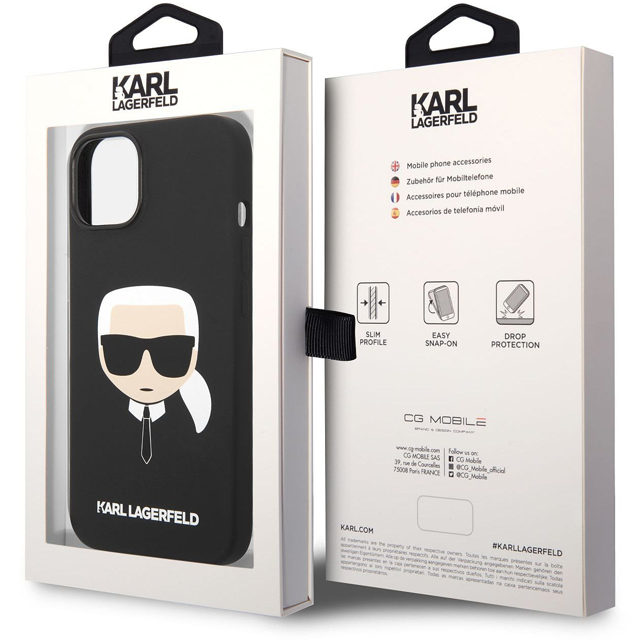 MagSafe-kuori Apple iPhone 14 Plusille, Karl Lagerfeld, Liquid Silicone Karl Head, Musta