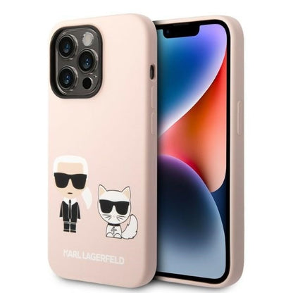 MagSafe-kotelo Apple iPhone 14 Prolle, Karl Lagerfeld, Silicone Body Karl & Choupette, Pinkki