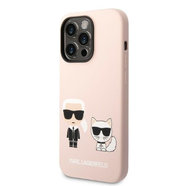 MagSafe-kotelo Apple iPhone 14 Prolle, Karl Lagerfeld, Silicone Body Karl & Choupette, Pinkki