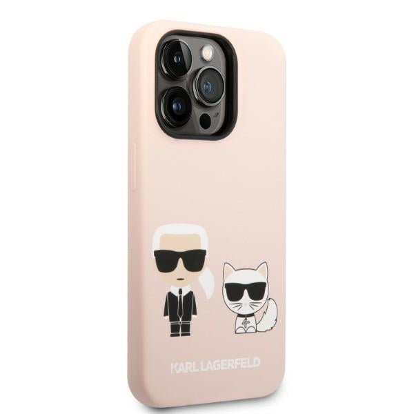MagSafe-kotelo Apple iPhone 14 Prolle, Karl Lagerfeld, Silicone Body Karl & Choupette, Pinkki