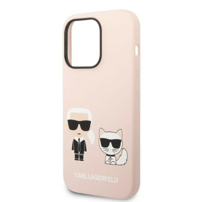 MagSafe-kotelo Apple iPhone 14 Prolle, Karl Lagerfeld, Silicone Body Karl & Choupette, Pinkki