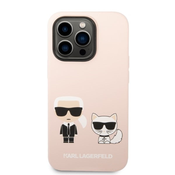 MagSafe-kotelo Apple iPhone 14 Pro Maxille, Karl Lagerfeld, Silicone Body Karl & Choupette, Pinkki