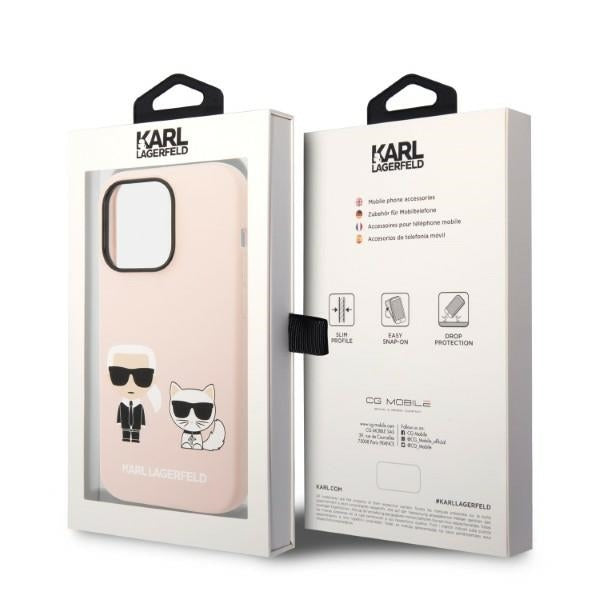 MagSafe-kotelo Apple iPhone 14 Pro Maxille, Karl Lagerfeld, Silicone Body Karl & Choupette, Pinkki