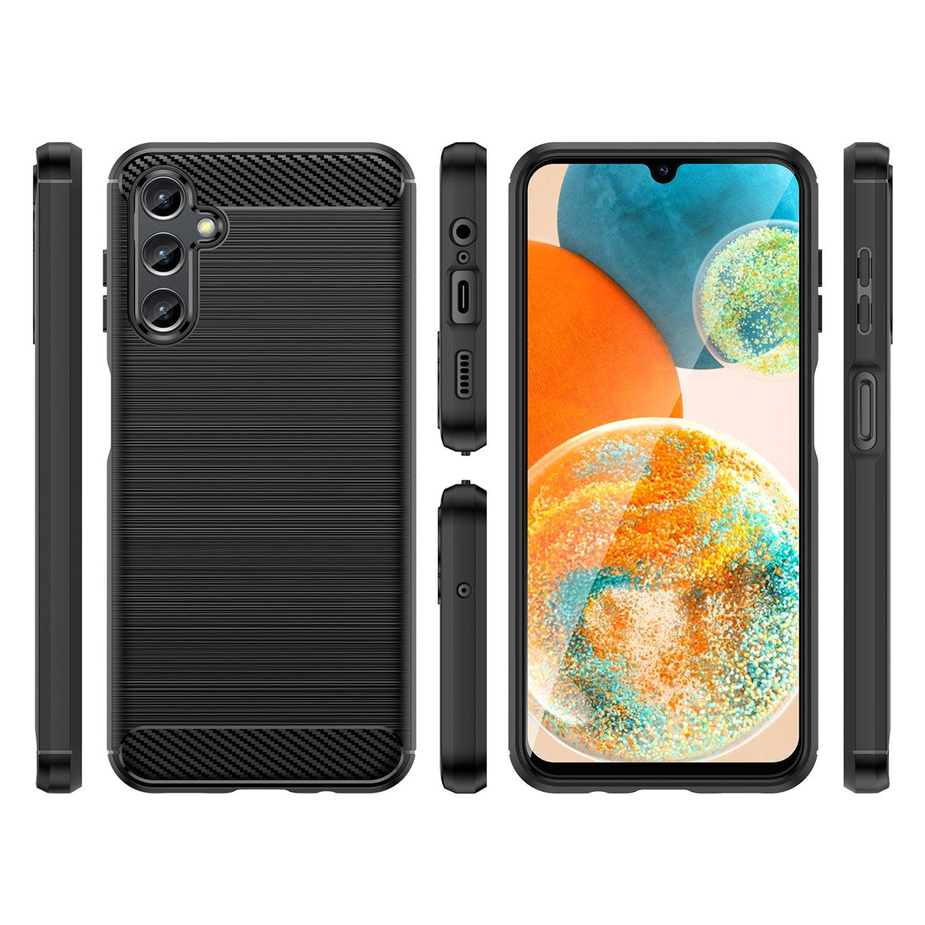 Kuori Samsung Galaxy A14 A145 / A14 5G A146:lle, OEM, Hiili, Musta