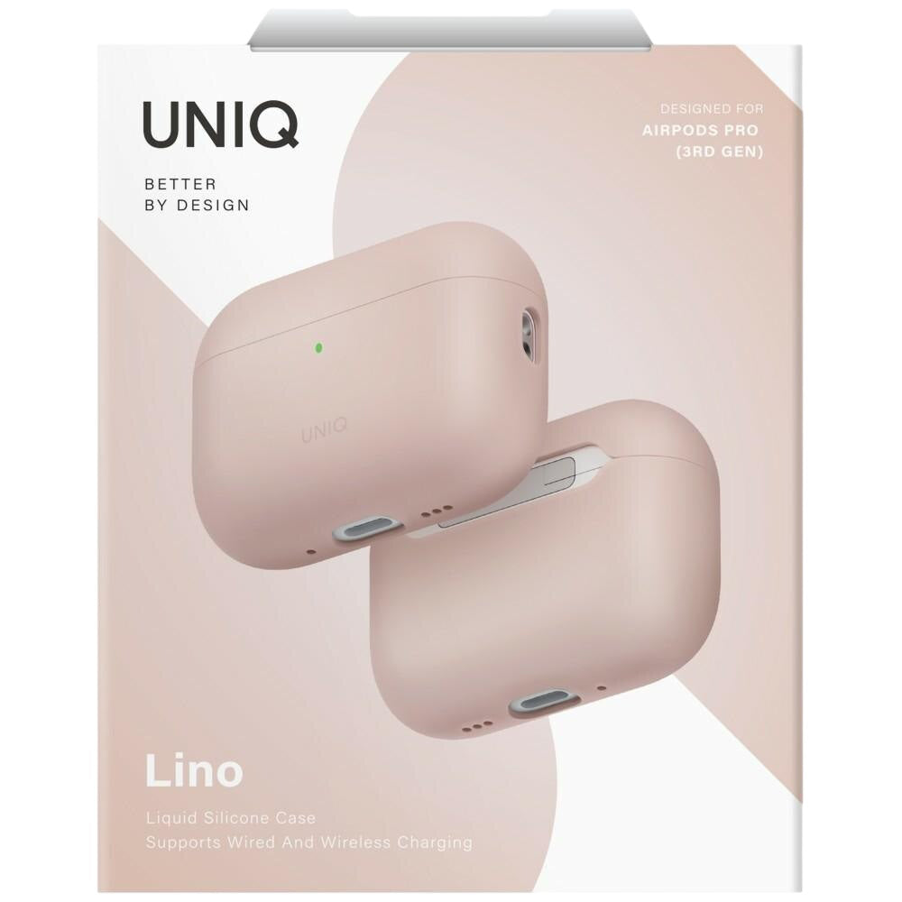 UNIQ Lino -kuori Apple AirPods Pro 3:lle, vaaleanpunainen