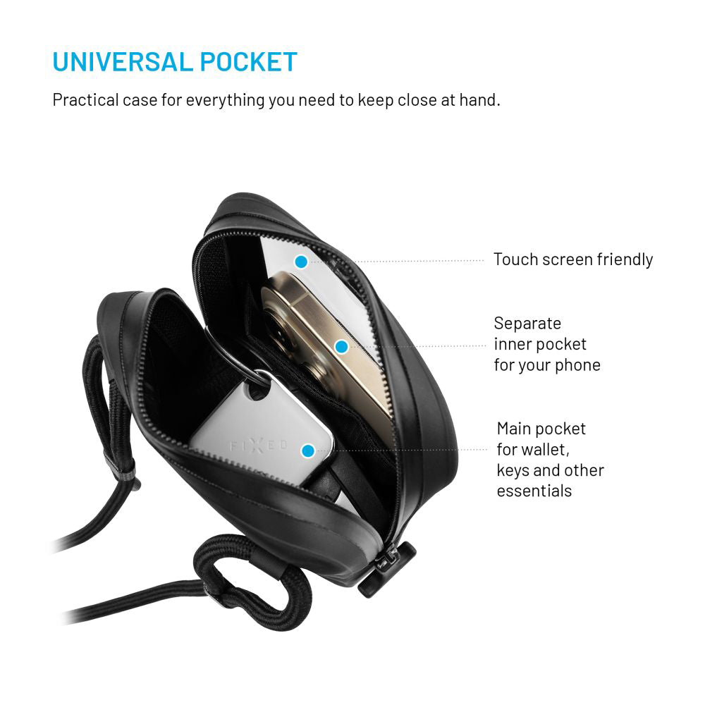 Vedenpitävä yleiskotelo puhelimelle, max. 7 tuumaa, Fixed, musta