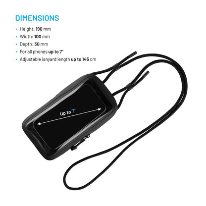 Vedenpitävä yleiskotelo puhelimelle, max. 7 tuumaa, Fixed, musta