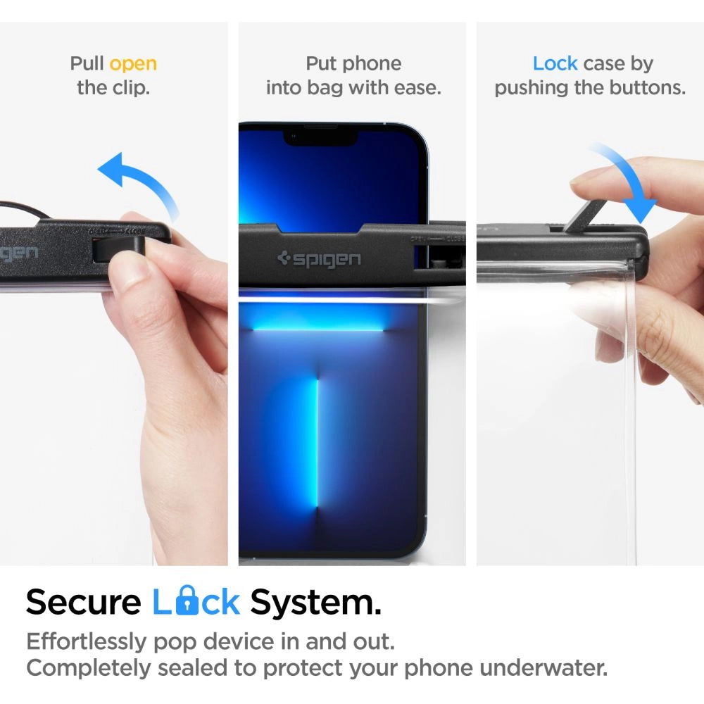 Vedenkestävä yleiskotelo puhelimelle max. 8.2 tuumaa, Spigen, A601, Läpinäkyvä