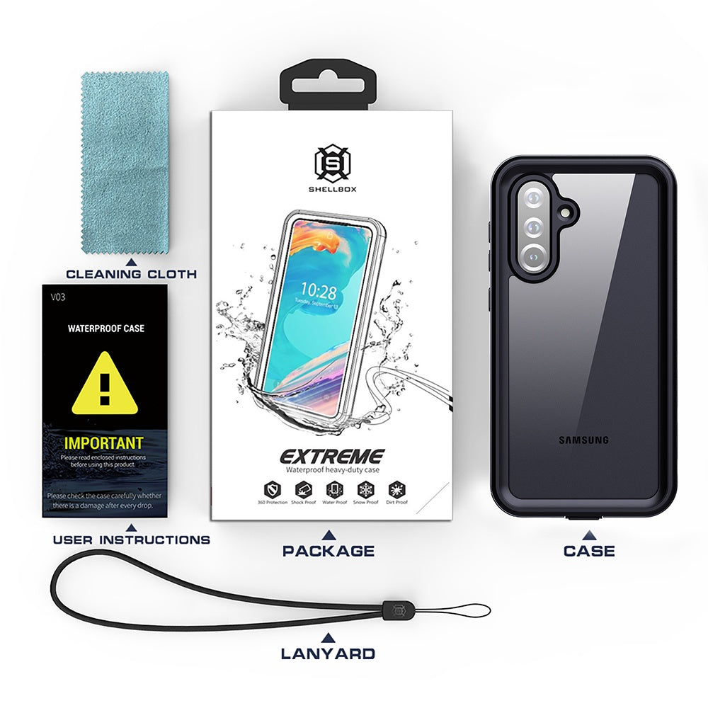 Vedenpitävä suojakuori Samsung Galaxy S25+ S936:lle, ShellBox, Musta
