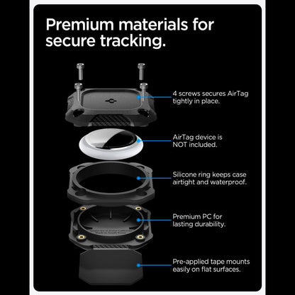 Vedenpitävä Spigen Tough Armor -suojakotelo Apple AirTagille, Musta ACS09781