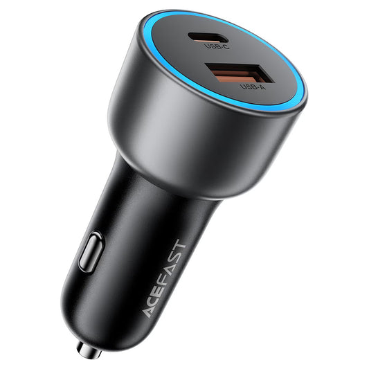 Acefast B21 autolaturi, 75W, 3A, 1 x USB-A - 1 x USB-C, harmaa
