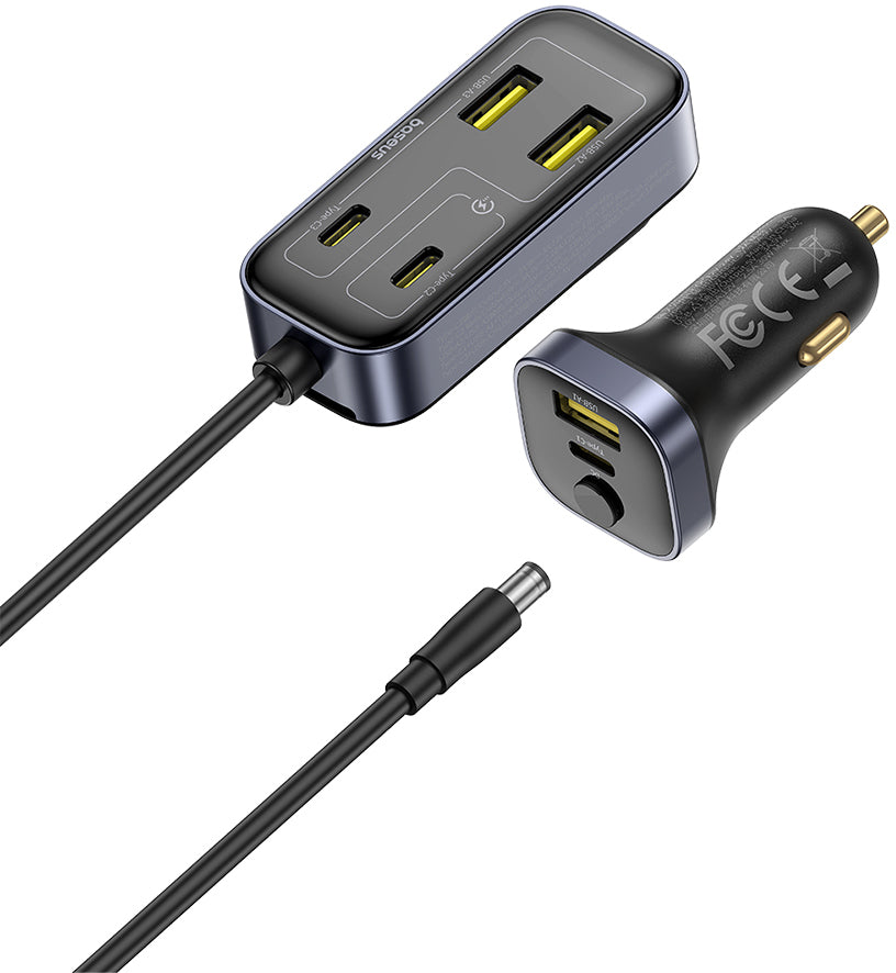 Auto Baseus BackseatPal L1 -laturi, 110W, 3A, 3 x USB-A - 3 x USB-C, Musta C00081100121-00