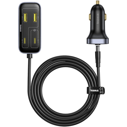 Auto Baseus BackseatPal L1 -laturi, 110W, 3A, 3 x USB-A - 3 x USB-C, Musta C00081100121-00