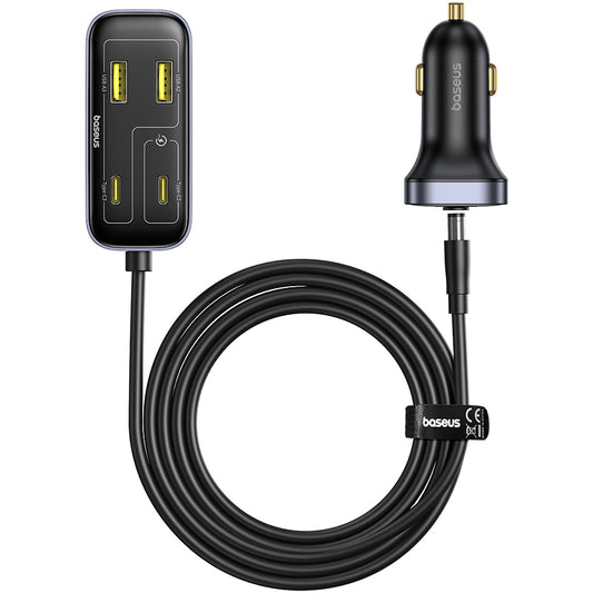 Auto Baseus BackseatPal L1 -laturi, 110W, 3A, 3 x USB-A - 3 x USB-C, Musta C00081100121-00