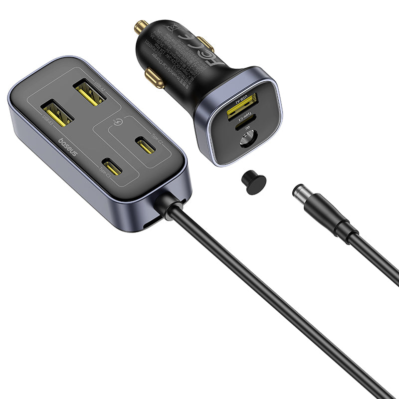 Auto Baseus BackseatPal L1 -laturi, 110W, 3A, 3 x USB-A - 3 x USB-C, Musta C00081100121-00
