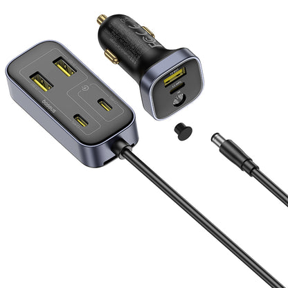 Auto Baseus BackseatPal L1 -laturi, 110W, 3A, 3 x USB-A - 3 x USB-C, Musta C00081100121-00