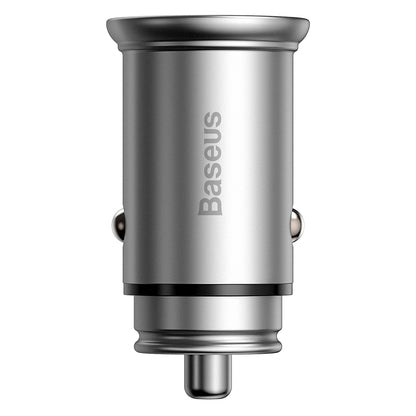 Baseus Circular Metal -autolaturi, 30W, 5A, 1 x USB-A - 1 x USB-C, Harmaa