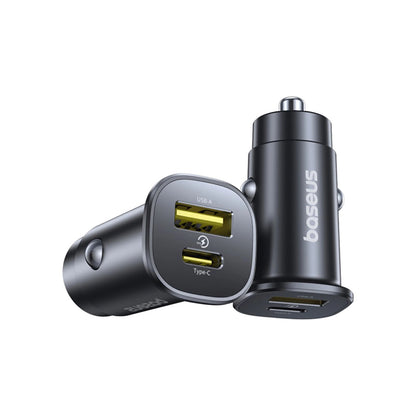 Baseus GoTrip -autolaturi, 30W, 3A, 1 x USB-A - 1 x USB-C, Musta