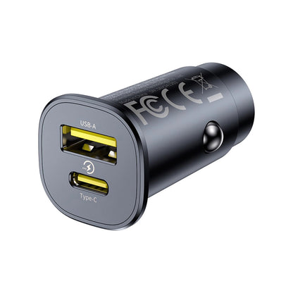 Baseus GoTrip -autolaturi, 30W, 3A, 1 x USB-A - 1 x USB-C, Musta
