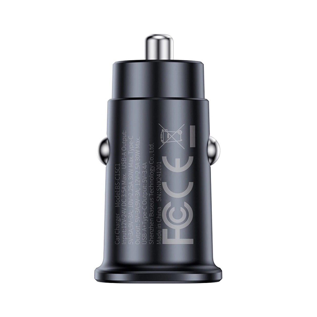 Baseus GoTrip -autolaturi, 30W, 3A, 1 x USB-A - 1 x USB-C, Musta