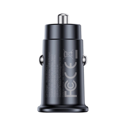 Baseus GoTrip -autolaturi, 30W, 3A, 1 x USB-A - 1 x USB-C, Musta