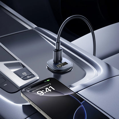 Baseus GoTrip -autolaturi, 30W, 3A, 1 x USB-A - 1 x USB-C, Musta