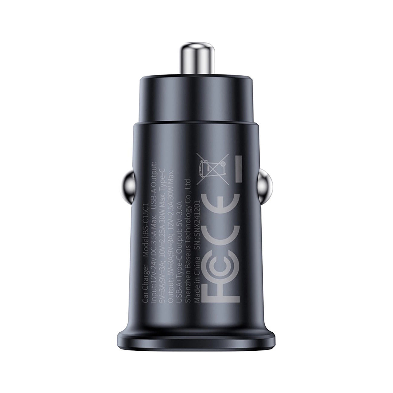 Baseus GoTrip -autolaturi, 30W, 3A, 2 x USB-C, Musta