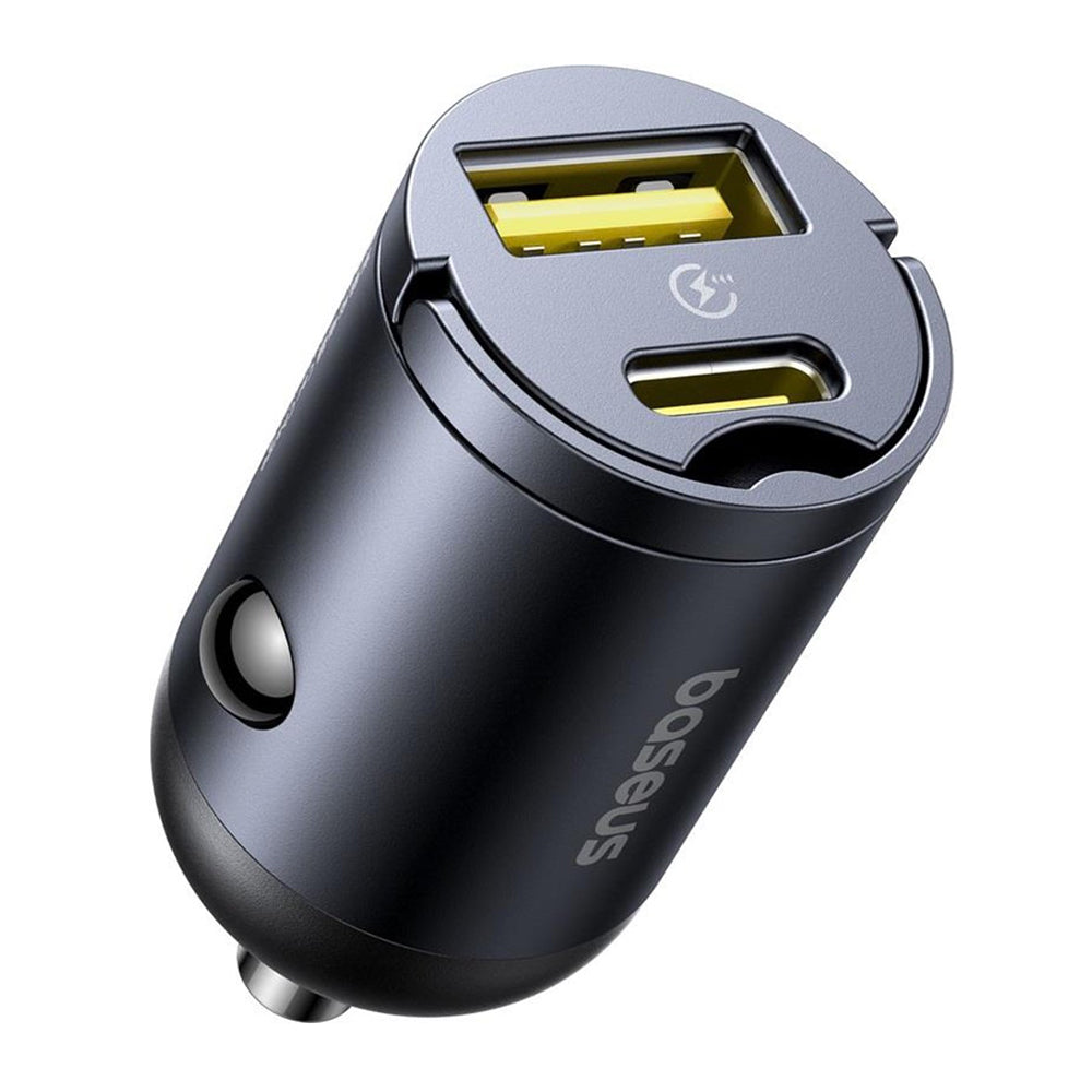 Baseus Tiny Star -autolaturi, 30W, 3A, 1 x USB-A - 1 x USB-C, Musta C00035001121-02