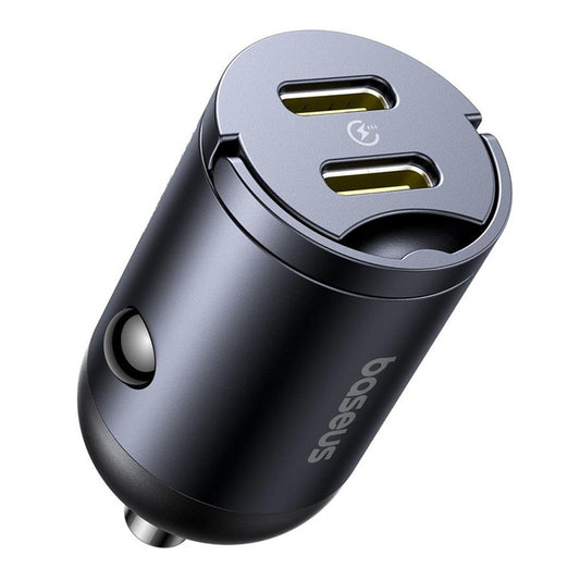 Baseus Tiny Star -autolaturi, 30W, 3A, 2 x USB-C, Musta C00035001121-03