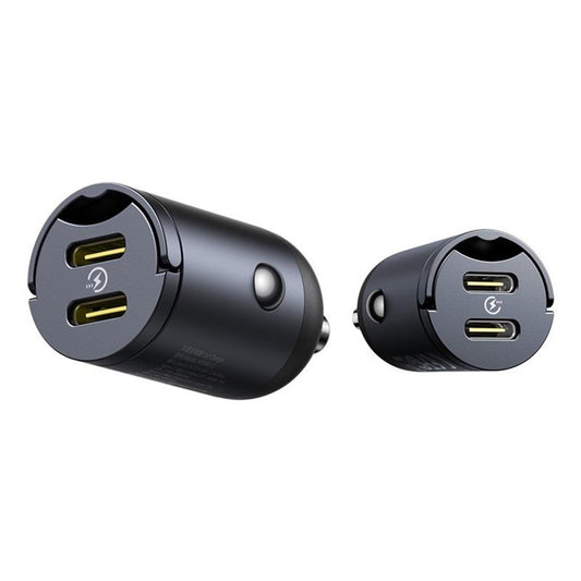 Baseus Tiny Star -autolaturi, 30W, 3A, 2 x USB-C, Musta C00035001121-03