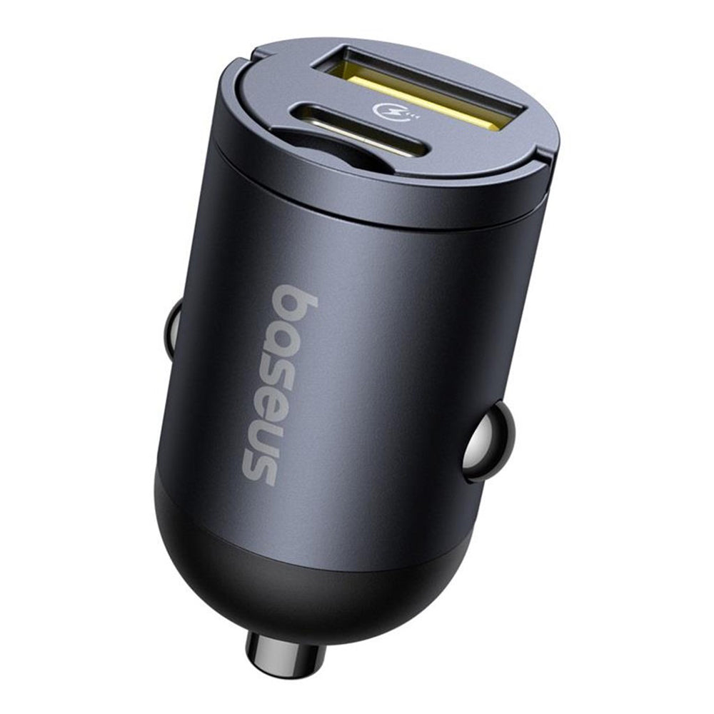 Baseus Tiny Star -autolaturi, 30W, 3A, 1 x USB-A - 1 x USB-C, Musta C00035001121-02