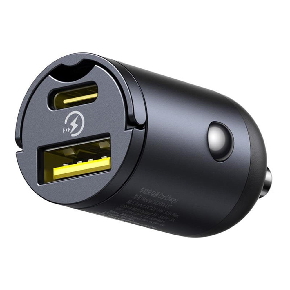 Baseus Tiny Star -autolaturi, 30W, 3A, 1 x USB-A - 1 x USB-C, Musta C00035001121-02