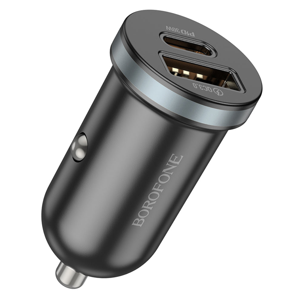Car Charger Borofone BZ22 Scenery, 30W, 3A, 1 x USB-A - 1 x USB-C, Black 