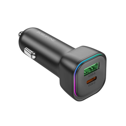 Autolaturi Borofone BZ28A Trophie, 30W, 3A, 1 x USB-A - 1 x USB-C, Musta