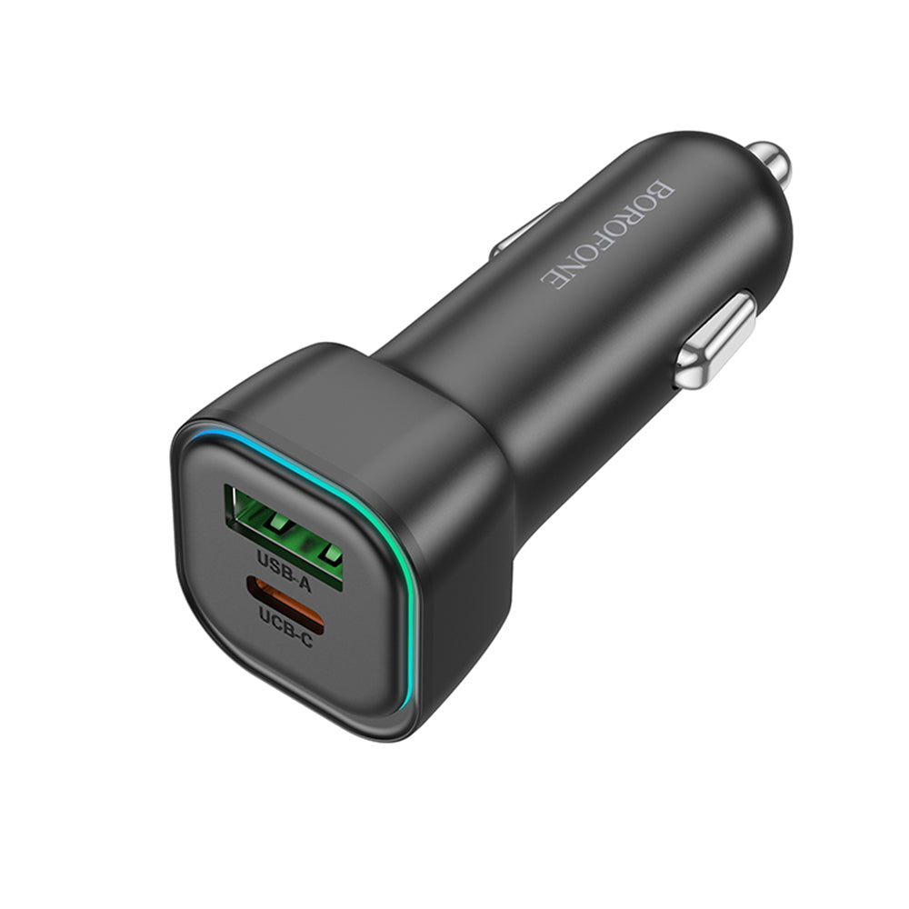 Autolaturi Borofone BZ28A Trophie, 30W, 3A, 1 x USB-A - 1 x USB-C, Musta